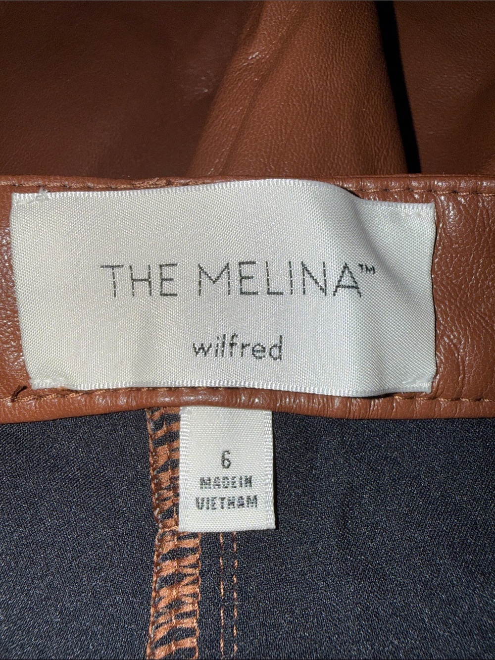 Wilfred Aritzia The Melina Pant Cognac Brown Vegan Leather Size 6 - Picture 8 of 10